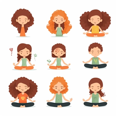 adorable simple yoga clipart, white background