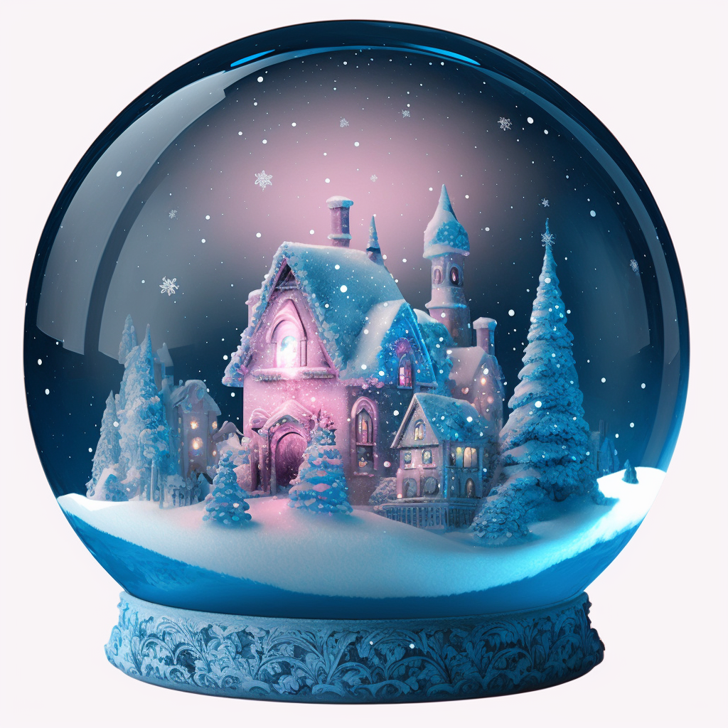 Christmas Village in a Snowglobe ClipArt Pink and blue colour - Clip ...