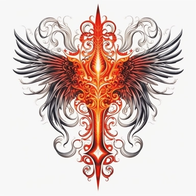 large gothic cross, angel, gothic vector illustration, white backround, centered, symmetrical, professional photography, realistic, flat white background, isometric, vibrant vector, clipart, illustration, realism, 4k, surrealism, cinematic, front view, white background, colorful, hell, fire, flame, t-shirt design, white background, bold strong lines, 3D vector art, cute and quirky, fantasy art, watercolor effect, bokeh, hand-drawn, digital painting, low-poly, soft lighting, isometric style, retr