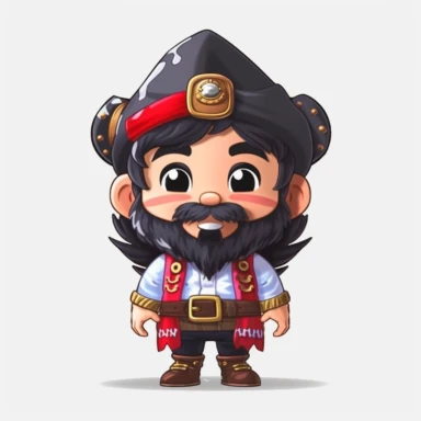 clipart, male kawaii Pirate gnome, kawaii Pirate gnome, isolated on white background, no background