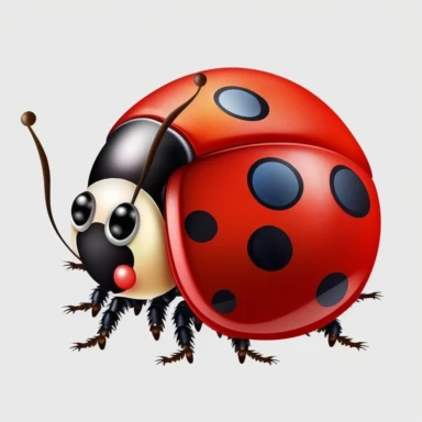 ingle animated lady bug for baby nursery, no leaves, white background, clipart