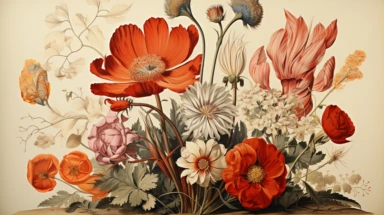 Clipart, vintage, Cover book print of Bloemwerk, nederlandsch botanical illustration, 1794, hand-drawn, texture