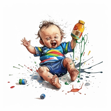 comics 2d clean line up, a baby like tiny drunk person, smooth watercolor details, superb color, outline, nursery art, popular on pinterest, clipart, trending on artstation, minimalist, flat design, white background, insane deails, intricate details - - upbeta