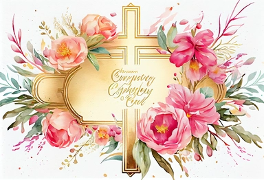 Cross Clipart, Watercolor golden frame cross With pink peony flowers and greenery bouquet, Baptism Cross clip art, Wedding invites, Holy Spirit, Religious illustration, easter , .highly detailed, + cinematic shot + photo taken by sony + incredibly detailed, sharpen details + highly realistic + professional photography lighting + lightroom + behance photography unsplash