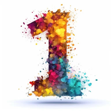 Number 1, clip art style, white background, masterpiece
