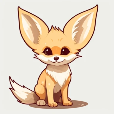 Clipart of a cute baby Fennec Fox, full body