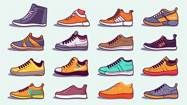 Shoes vector clipart vector Shoes cute collection, in the style of #screenshotsaturday, flat areas of color, flat color blocks, 1970–present, rough-edged 2d animation, lightbox, colorful animation stills