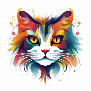 cat, vector art, in the style of abstract art, clipart, white background, rounded corners
