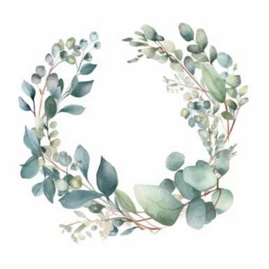 eucalyptus Wreath Watercolor - eucalyptus frame - Delicate ethereal soft frame for Wedding invite Logo - Digital clipart PNG