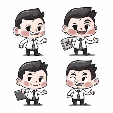 happy cute Progress Clerk face, cartoon, clipart, mascot, isolated on white background