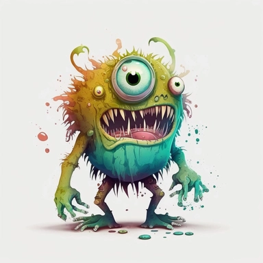 Cartoon Monster Clipart, HD, 8K, With white background, watercolor