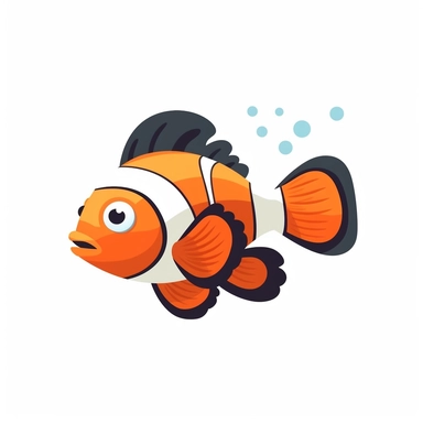 Clownfish clipart flat colors white background high resolution