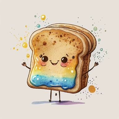 a cute cartoon toast bread. Watercolor clipart.