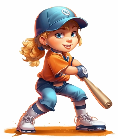 clipart baseball player, in the style of dark orange and light blue, cartoon realism, whitcomb-girls, skillful, zany, earthworks, hd