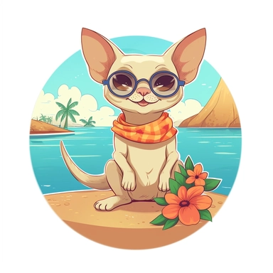 Bring the sunny vibes of summer to your designs with an adorable cartoon-style clipart of a Sphynx cat enjoying the season against a clean white background. Envision a cute and playful Pomeranian with a big smile, bright eyes, and perhaps wearing a colorful sun hat or holding a beach ball. The clipart can capture the essence of relaxation and fun in the sun. Against the white background, the cartoon-style Pomeranian clipart will stand out, adding a touch of happiness and warmth to your summer-th