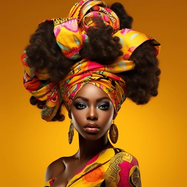 Bold, vibrant, and dynamic portrait of a confident black woman, Pop Art sEye-catching collage of black women in Pop Art style, featuring diverse hairstyles, fashion, and bold makeup, high-quality, clipart, empowering, vibrant, unique