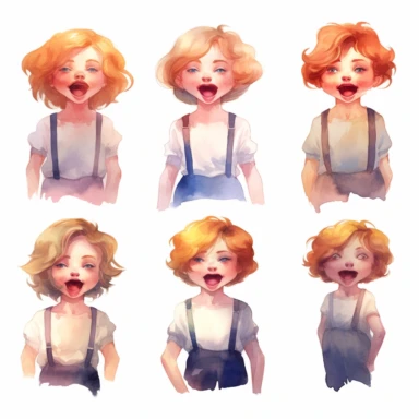 watercolor , illustrations clipart, white background, mouth shapes without face , phonemes,