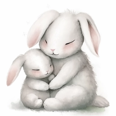 Cute white bunny hug each other clipart,smile expression,standing pose gracefully, front side view, in the style of watercolor cartoon clipart, beatrix potter style,pixar style, high resolution, composition free space, pastel color scheme, soft and tender, watercolour clipart, watercolor illlustration for kids and children,isolated white background, clipart most popular on etsy, book illustration, featured on dribble,print on demand image, PNG tranparent background,detailed painting,composition 