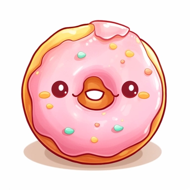 a kawaii donut clipart, white background