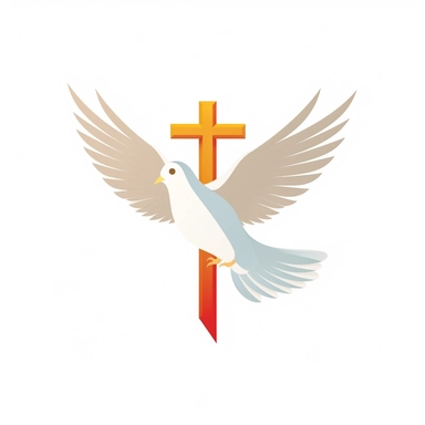 adorable simple pentecost dove with a cross clipart, white background