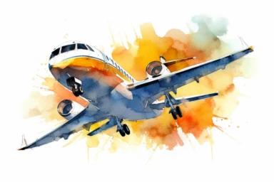 Watercolor, Business Jet, clipart, hd, on a white background, spaced out