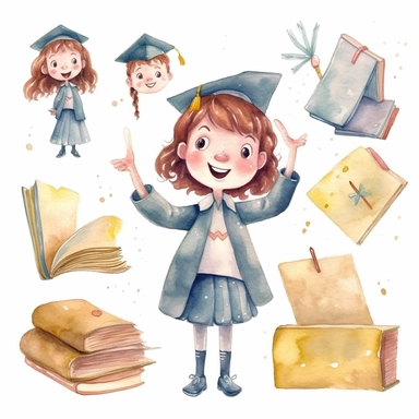 watercolor illustration, cute, teacher day clipart, highest resolution and on white background. solid edges and clear clipart