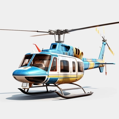 helicopter, in the style of realistic and hyper-detailed renderings, sketchfab, ahmed morsi, realistic paintings, use of common materials, handcrafted designs clipart with white background