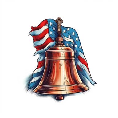Liberty Bell illustration with patriotic colors clipart white background
