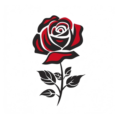 red rose flower silhouette vector flat simple identification symbol white backround white background minimalistic clipart png svg
