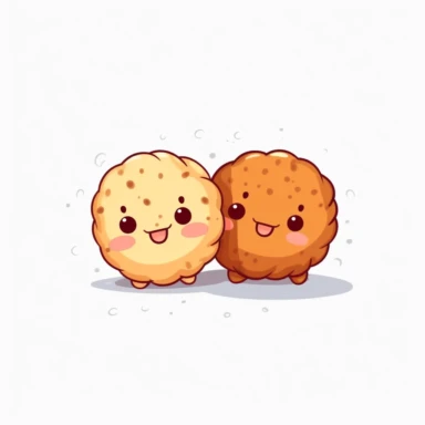 two cute kawaii cookies, clipart, white background, couple