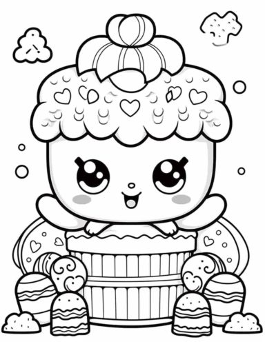 Let your creativity flow with a kawaii bread loaf, with a friendly face and a soft, brown crust. Use warm colors to make it inviting! For Simple Coloring page,Big eyes,line art, thick lines, black and white,clipart, illustration, on white background,Detailed,Details