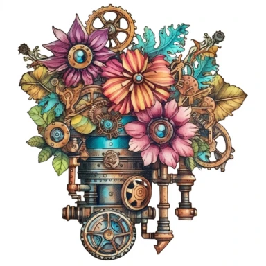 Immerse yourself in the whimsical world of steampunk and create a collection of vibrant and attention-grabbing steampunk floral arrangements clipart. Utilize a mixed media approach, combining traditional and digital techniques to achieve a unique and visually striking result. Incorporate steampunk elements such as gears, cogs, and vintage machinery, seamlessly blending them with the organic beauty of flowers and foliage. Draw inspiration from artists like Gustave Doré and H.R. Giger, infusing th