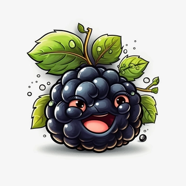 cute Blackberry, happy and smiling, bold line, clipart, sticker, white background, no shadow, 8k detail