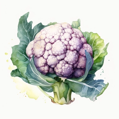 Watercolor cauliflower clipart, hd, on white background, spaced out 3:2 s 1000