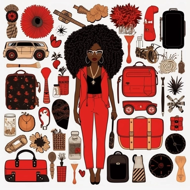 Black Woman ClipArt, Rich Auntie ClipArt, Digital Stickers, African American Clip, Digital Planner Stickers, Black Girl Clipart, travel, red