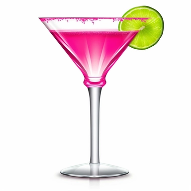 In this chic Cosmopolitan clipart illustration set against a clean white background, the essence of sophistication and glamour comes to life. A sleek martini glass steals the spotlight, holding a vibrant pink elixir that exudes style and elegance. The cocktail is beautifully garnished with a twist of zesty lime, adding a burst of freshness. With its sleek lines and contemporary design, this clipart perfectly captures the allure and cosmopolitan spirit of the iconic cocktail. Cheers to indulgence