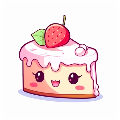 kawaii, cake slice clipart, white background, svg, eps