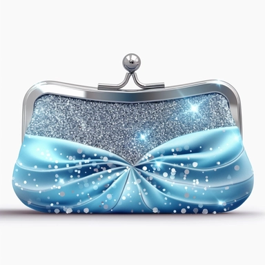 a beautiful prom clutch bag sparkle and glitter in pastel blue white background Clipart