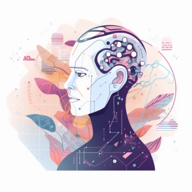 AI and natural language processing, clipart, schmatic