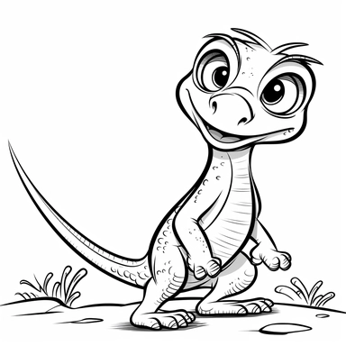 prehistoric lizard with long neck coloring pages | prehistoric lizard with long neck coloring pages free | baby lizard with long neck printable coloring clipart, in the style black and white, simplistic cartoon, light white and gray, uhd image, whimsical comic strip, dotted, minimalist background