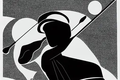 golfing silhouette, linocut, clipart