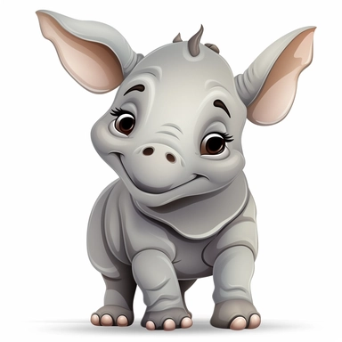 clipart with white background, a ccute baby rhinoceros, clearly defined separate image, high quality--ar3:4-no mockups, watermarks, numbers, writing, letters--q2--v5.1--s1000