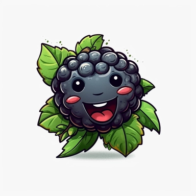 cute Blackberry, happy and smiling, bold line, clipart, sticker, white background, no shadow, 8k detail