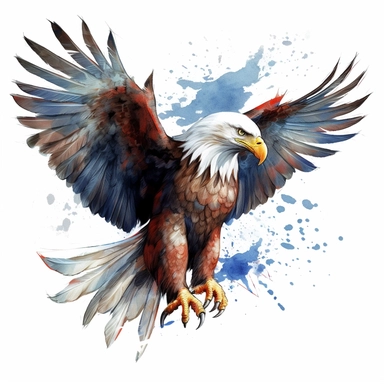 full body eagle with american flag Clipart,on white background with margins