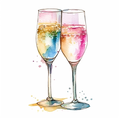 Watercolor Clipart Wedding decor clipart Watercolor clipart wedding glasses of champagne