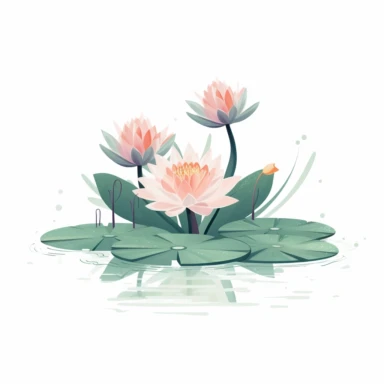 clipart, water lilies, flower bouquet, minimalist, dreamy, whimsical, illustrations, white backgrounds