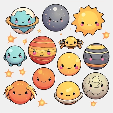 Solar system clipart commercial use, planets vector graphics, Space clipart, kawaii clip art