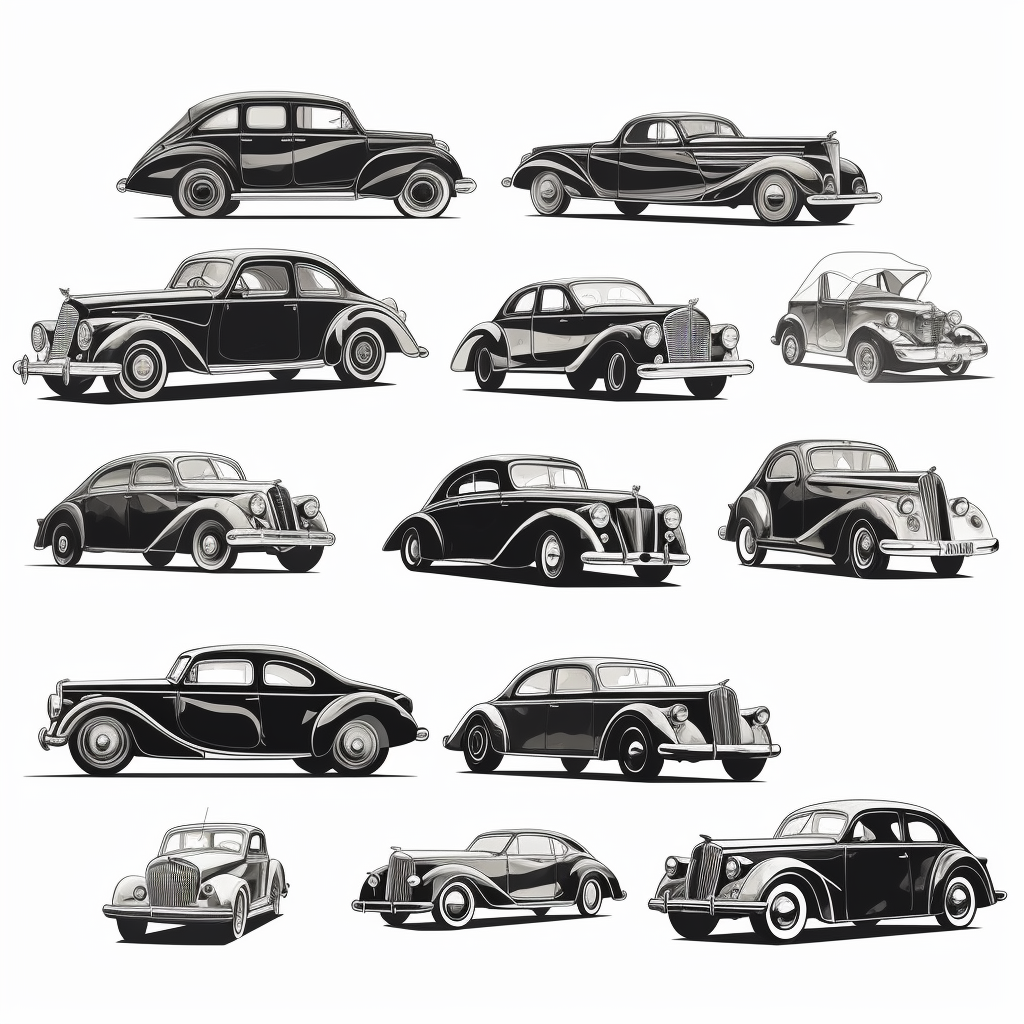 black and white car clipart