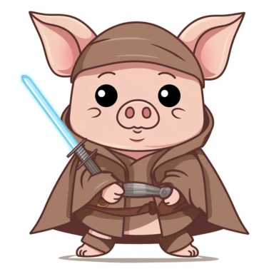 little pig disguised as jedi knight clipart