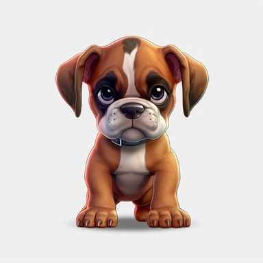 Boxer puppy, Clipart, Digital art, kawaii, disney style, hyperdetailed, 1080p, Ultra-HD no background